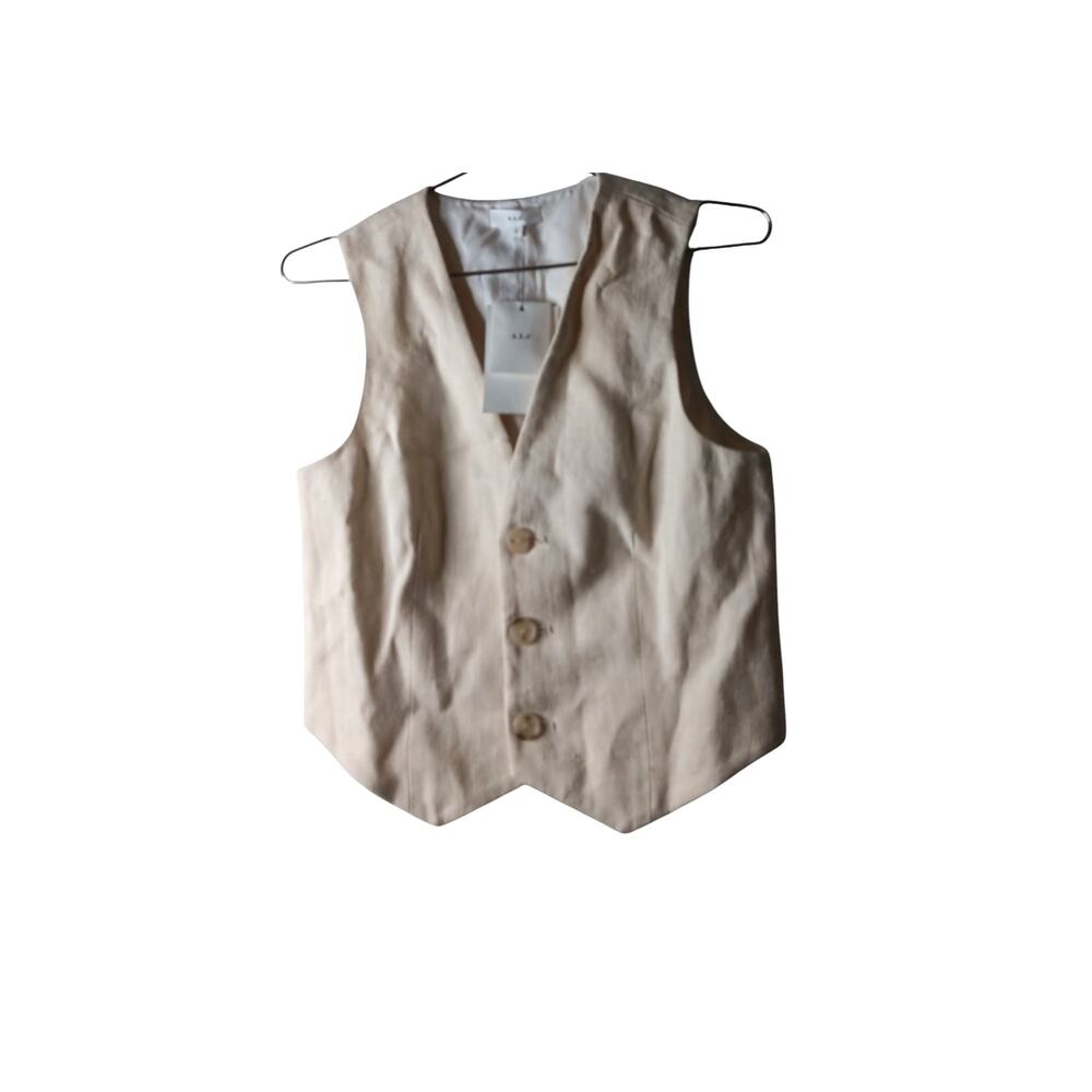 New with Tags A.L.C. Maxwell Linen Blend Vest Ivory Size 2 Button Front Top - Picture 3 of 13